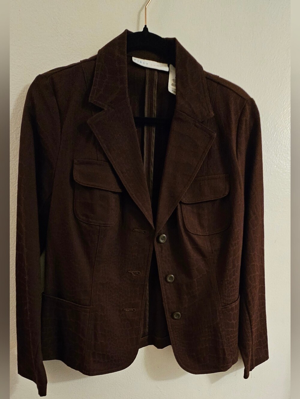 Liz Claiborne Dark Brown Croc-Embossed Blazer